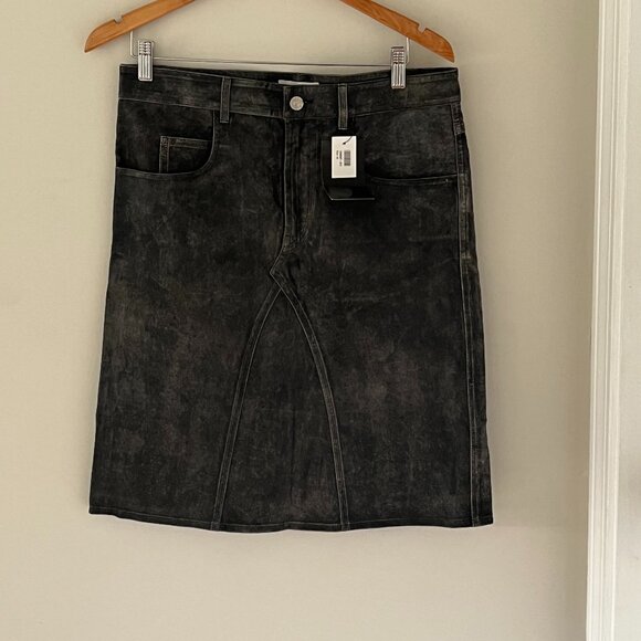 Isabel Marant Etoile Fiali leather midi skirt NWT Size 42 / 10 Lamb Leather - Picture 2 of 12